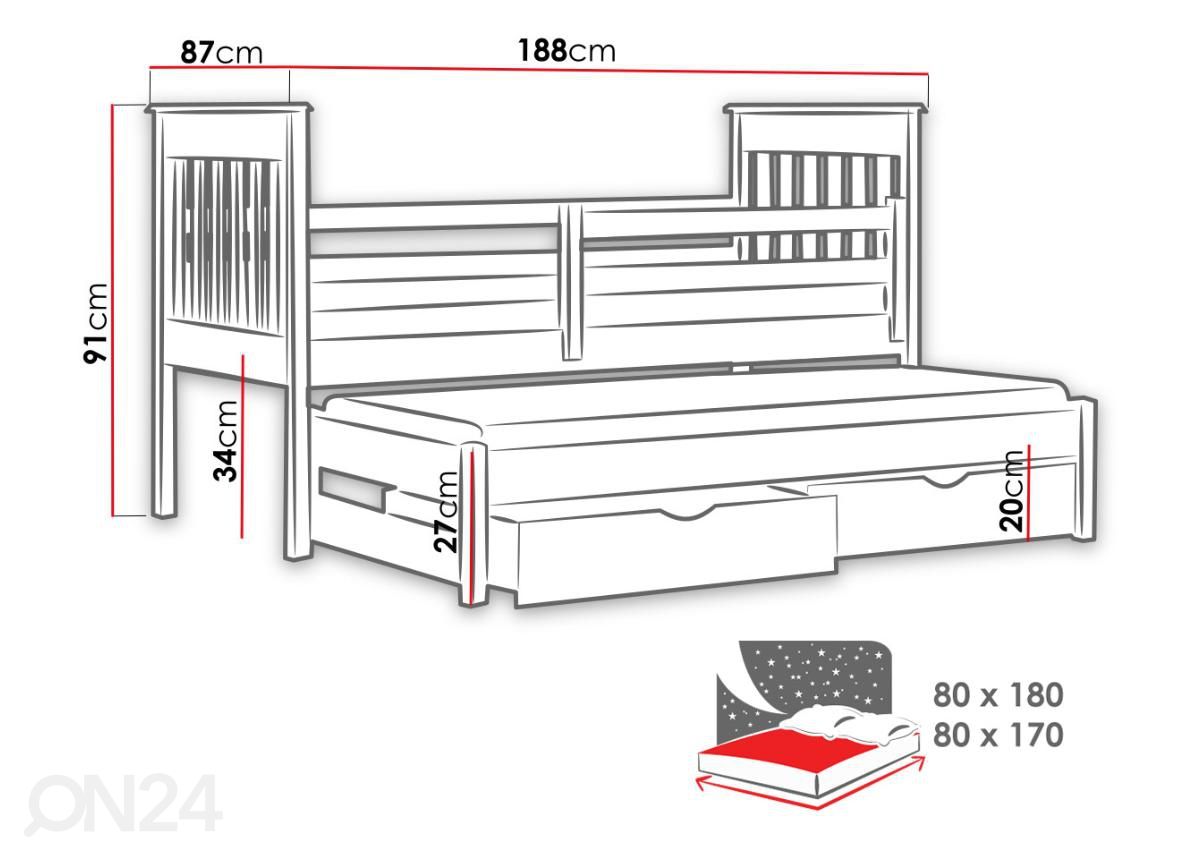 Lastensänky 80x200 cm kuvasuurennos mitat
