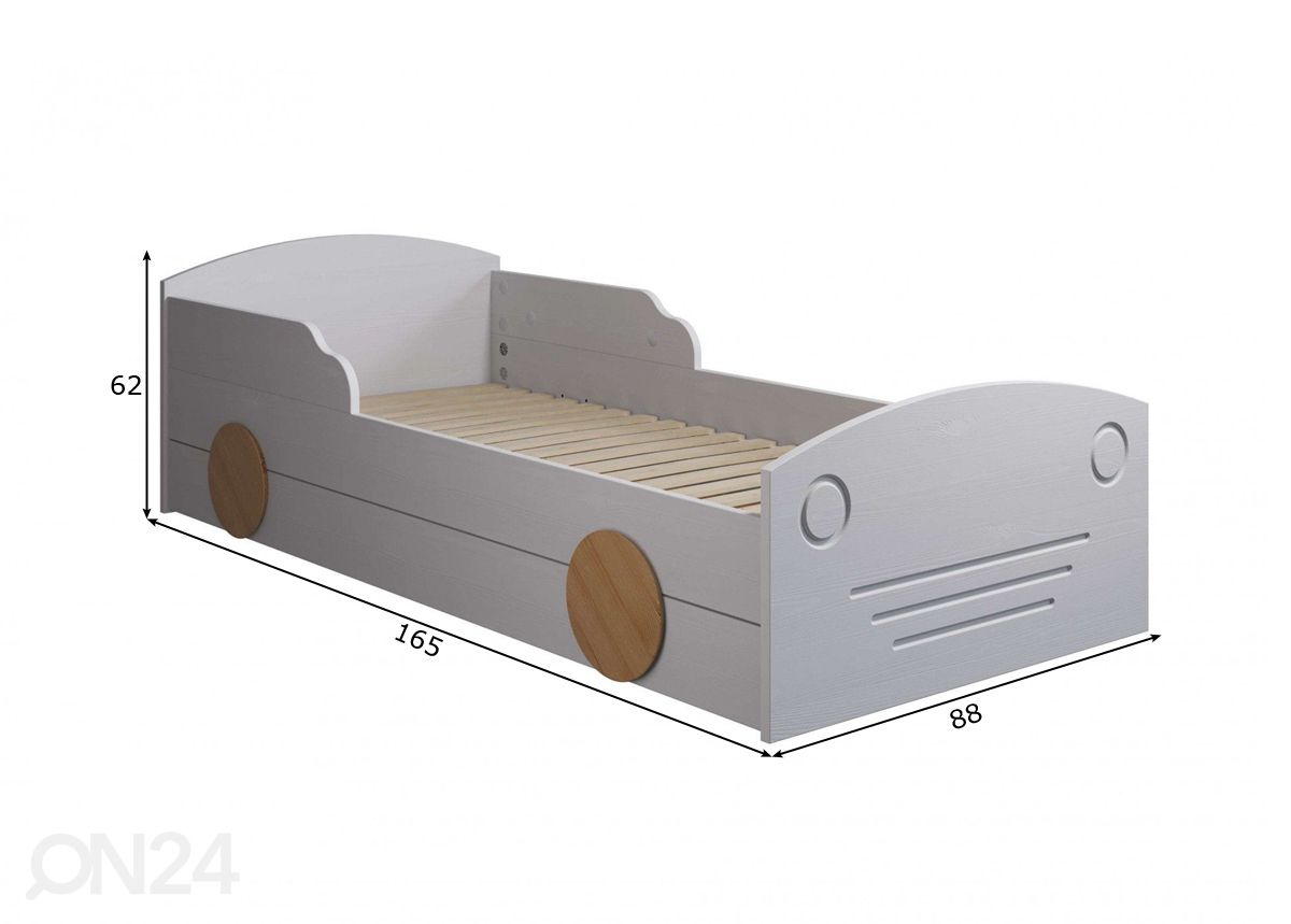 Lastensänky Auto 80x160 cm kuvasuurennos mitat