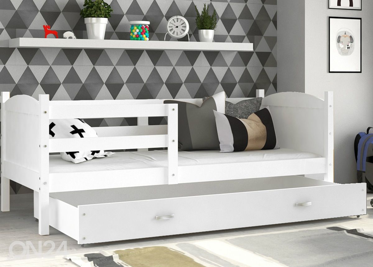 Lastensänky vuodevaatelaatikolla 80x190 cm+patja kuvasuurennos