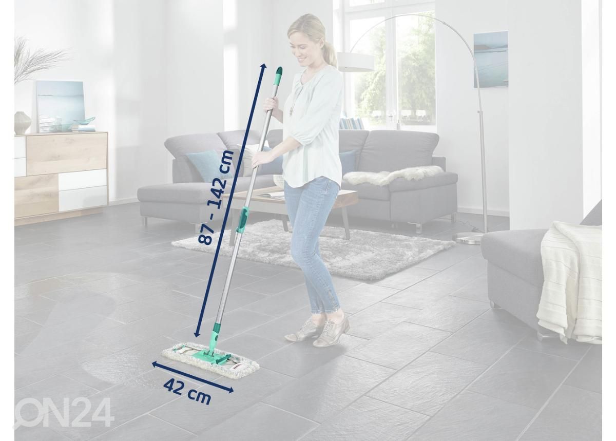 Lattianpesin Profi XL Cottonplus teleskooppivarrella Leifheit kuvasuurennos mitat
