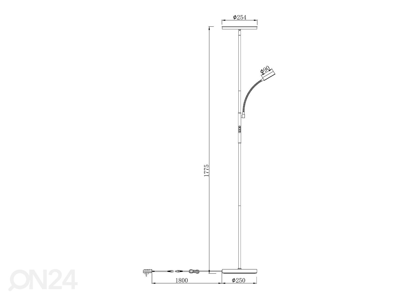 Lattiavalaisin Aris kuvasuurennos mitat