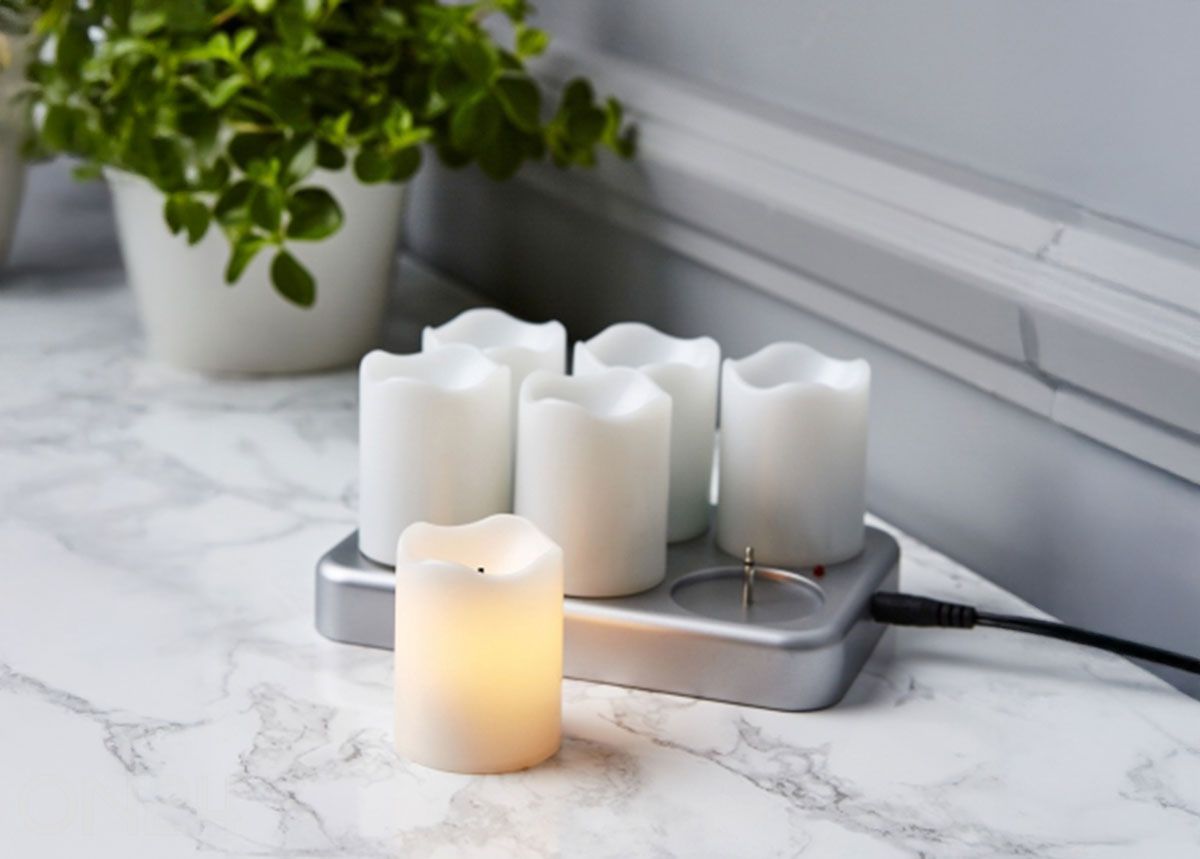 LED kynttilät Chargeme 6 kpl, valkoinen kuvasuurennos