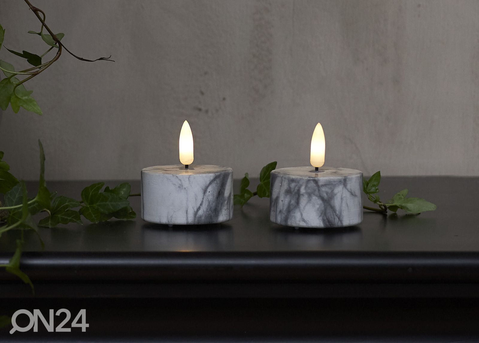 LED-kynttilät Flamme Marble 2 kpl kuvasuurennos