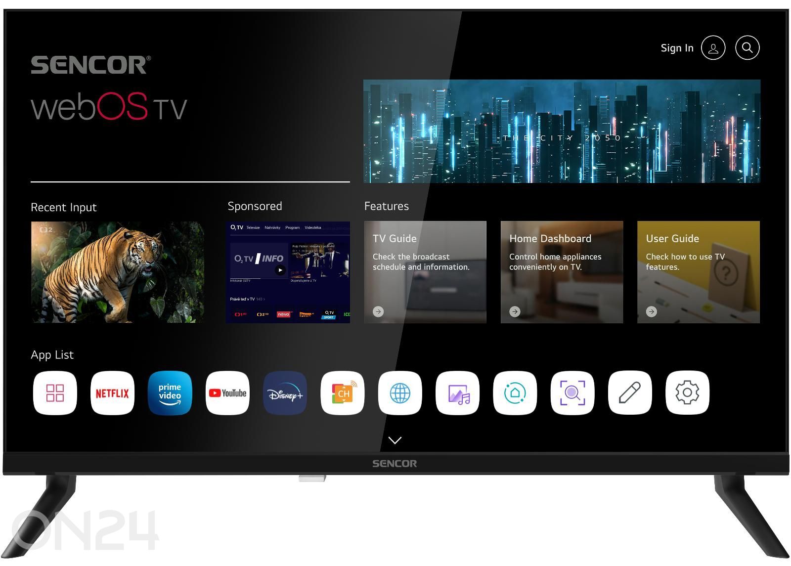 LED‑televisio 24" Sencor SLE24S803B kuvasuurennos