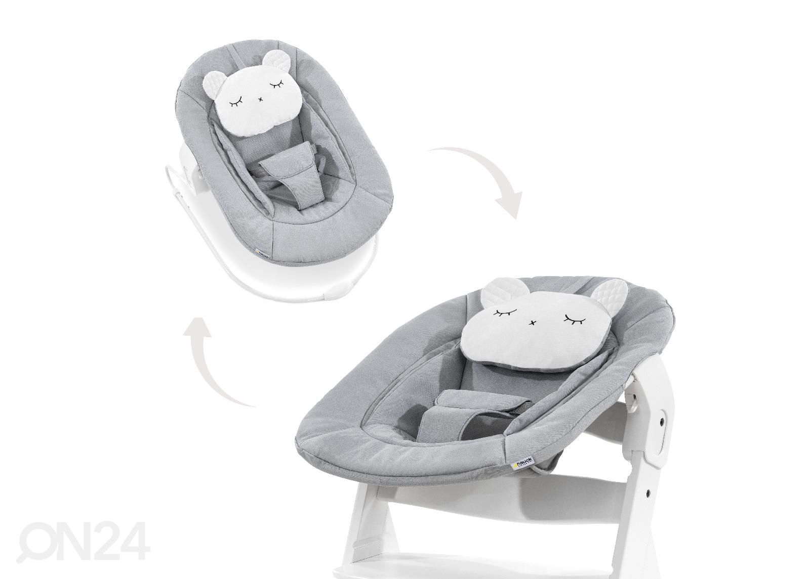 Lepotuoli Hauck Comfort Alpha Bouncer 2in1 Pastel Bear vaaleanharmaa kuvasuurennos