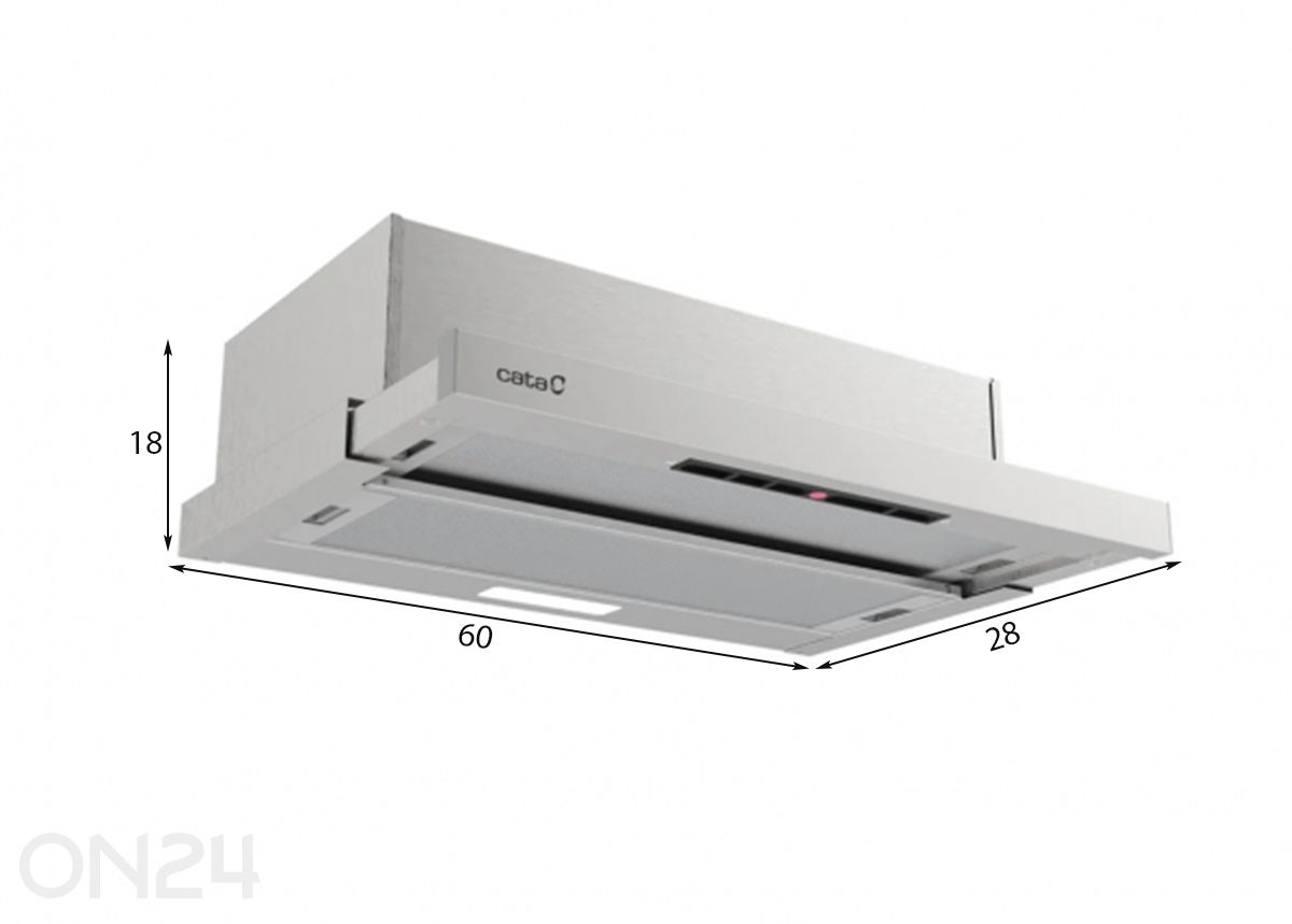 Liesituuletin Cata TFK 6005 X, ruostumaton teräs kuvasuurennos mitat