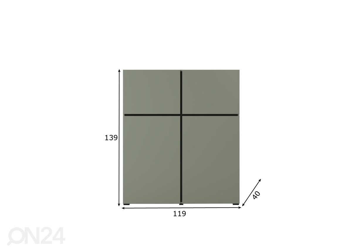 Lipasto 119 cm, vihreä kuvasuurennos mitat