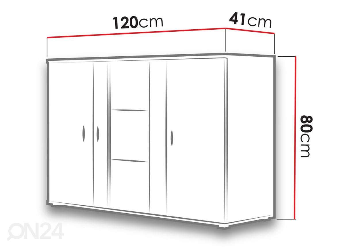Lipasto 120 cm + LED valaistus kuvasuurennos mitat
