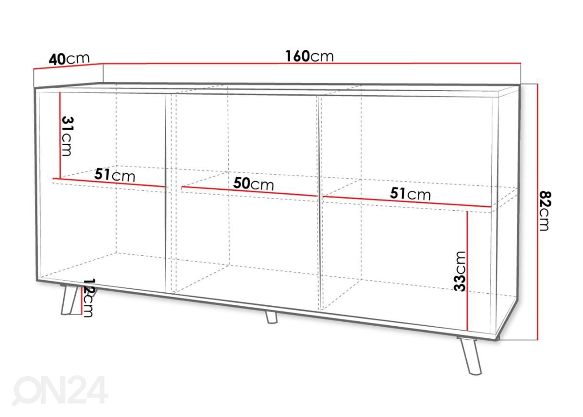 Lipasto Apollo 160 cm kuvasuurennos mitat