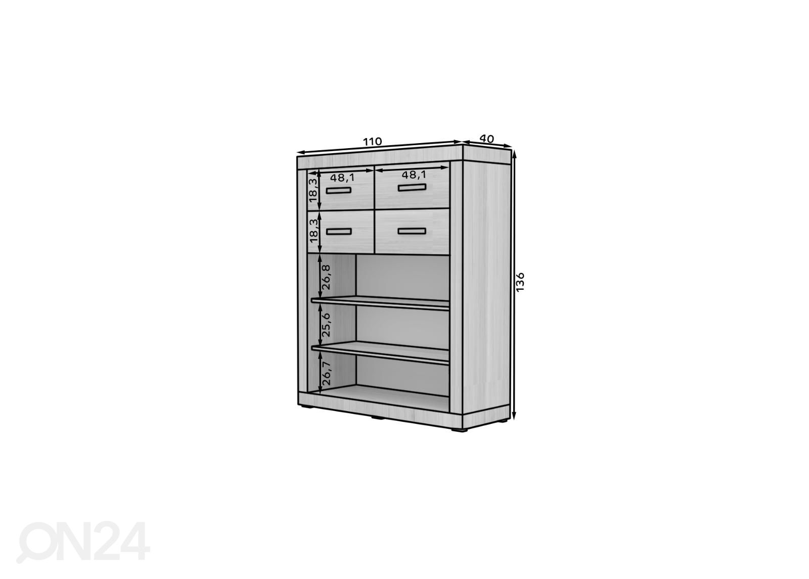 Lipasto Berty 110 cm kuvasuurennos mitat