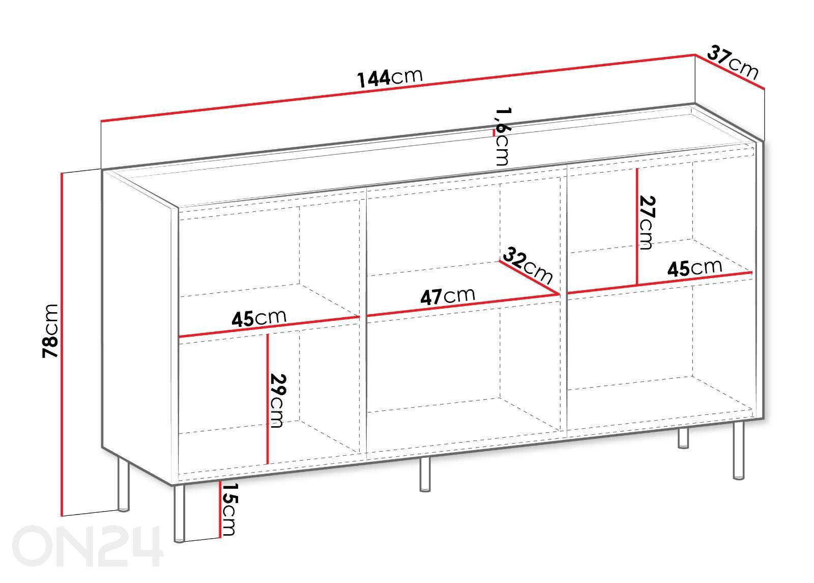 Lipasto Caen 144 cm kuvasuurennos mitat