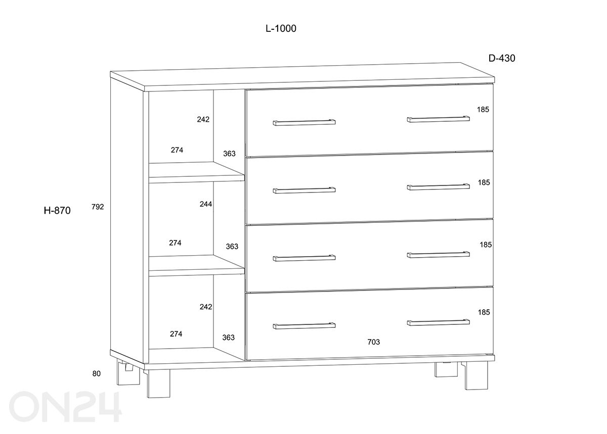 Lipasto Cool 100 cm kuvasuurennos mitat