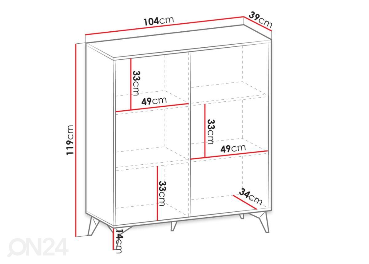 Lipasto Diamond 104 cm kuvasuurennos mitat