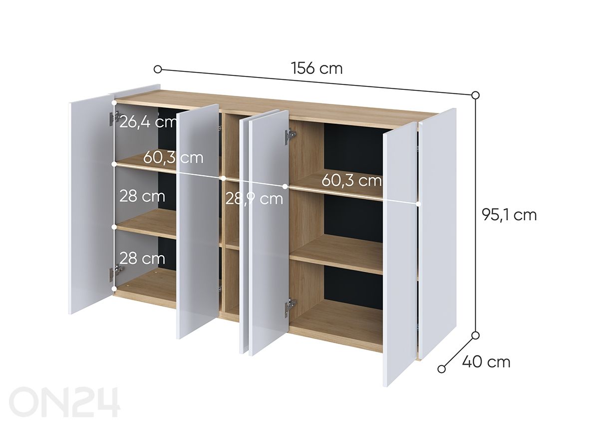 Lipasto Easy 156 cm kuvasuurennos mitat