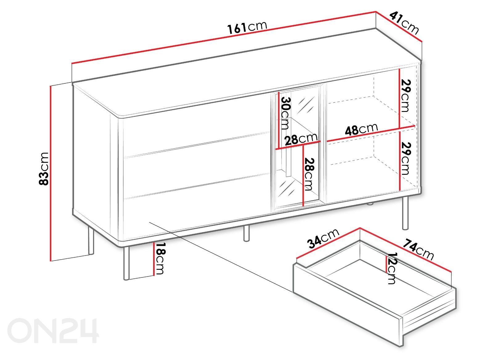 Lipasto Eero 161 cm kuvasuurennos mitat