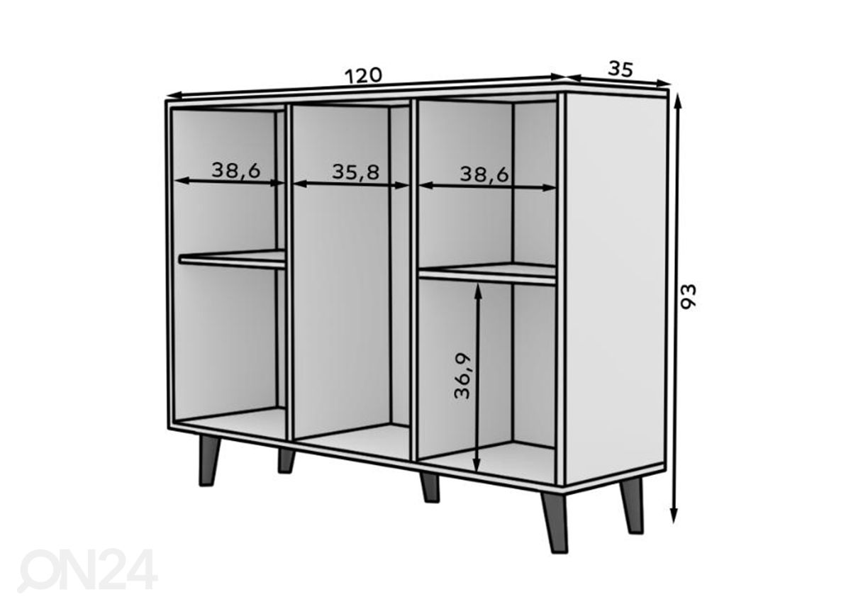 Lipasto Elene 120 cm kuvasuurennos mitat