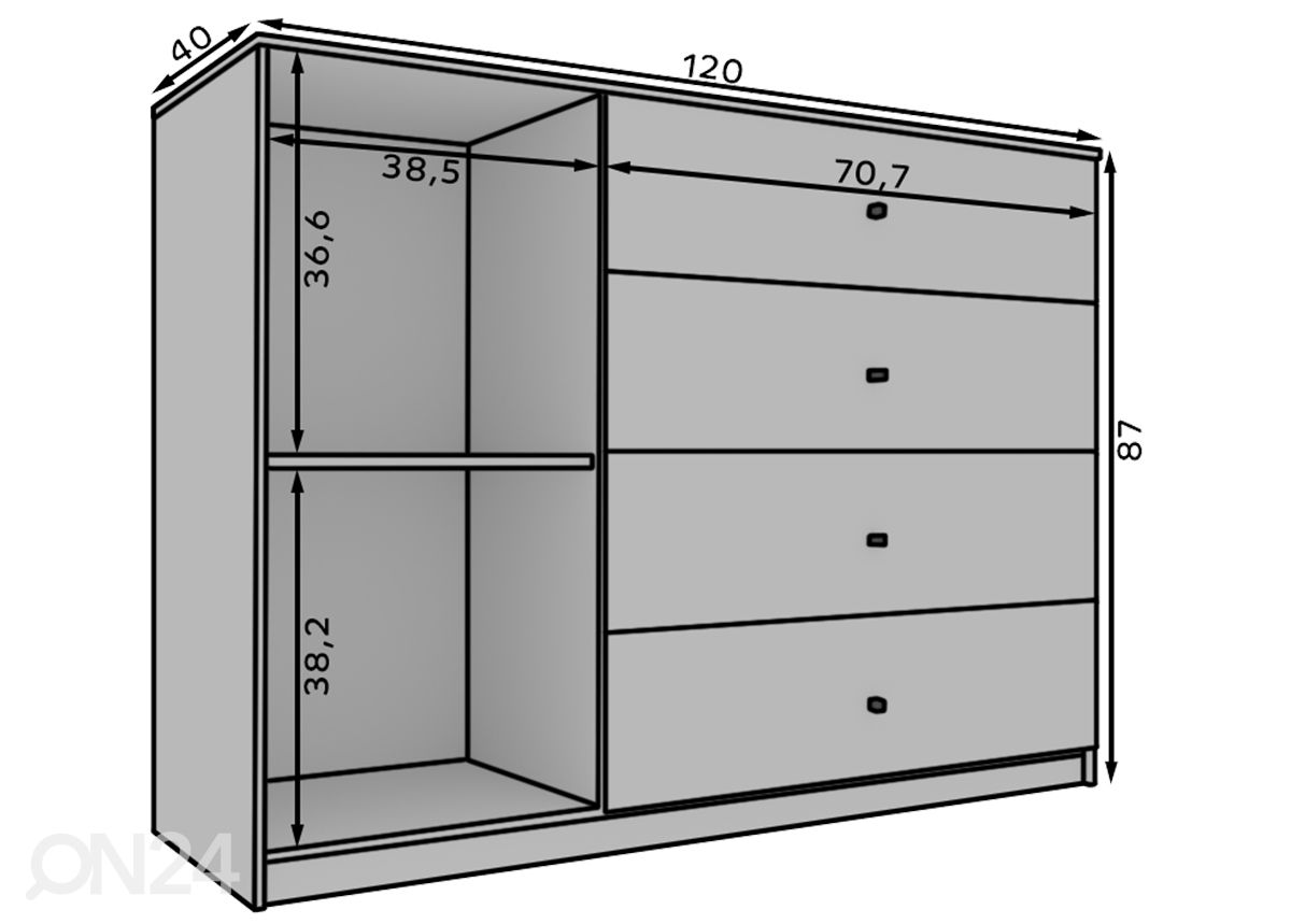 Lipasto Elk 120 cm kuvasuurennos mitat