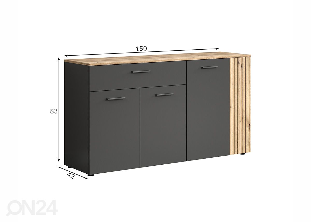 Lipasto Esteban 150 cm kuvasuurennos mitat