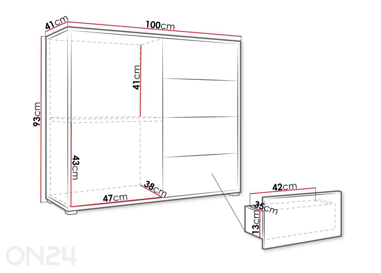 Lipasto Gesita, 100 cm kuvasuurennos mitat