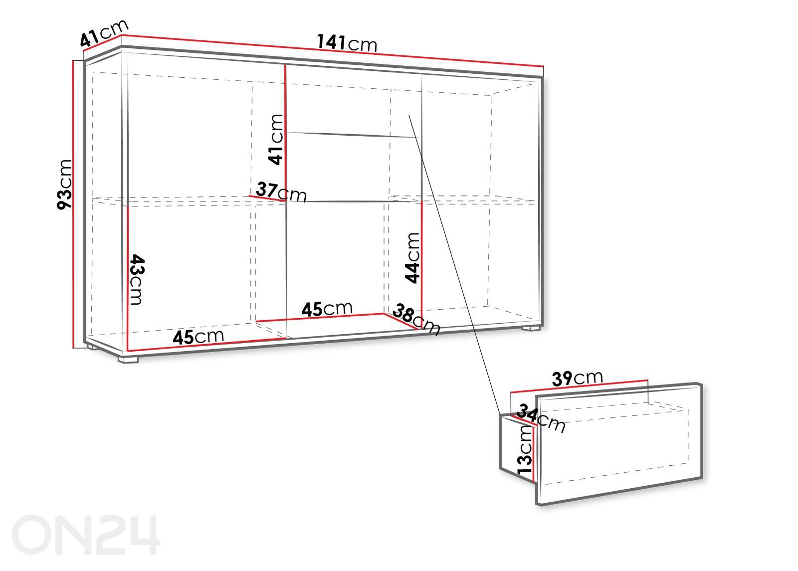 Lipasto Gesita 141 cm kuvasuurennos mitat