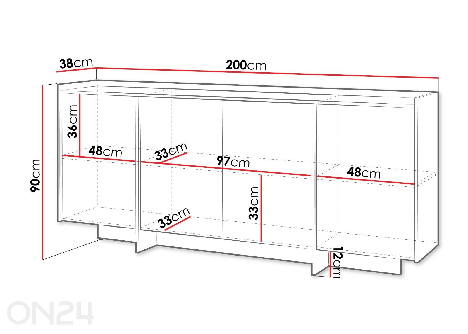Lipasto Japan 200 cm kuvasuurennos mitat