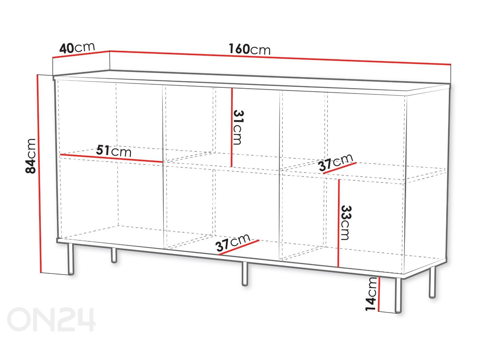 Lipasto Leo 160 cm kuvasuurennos mitat