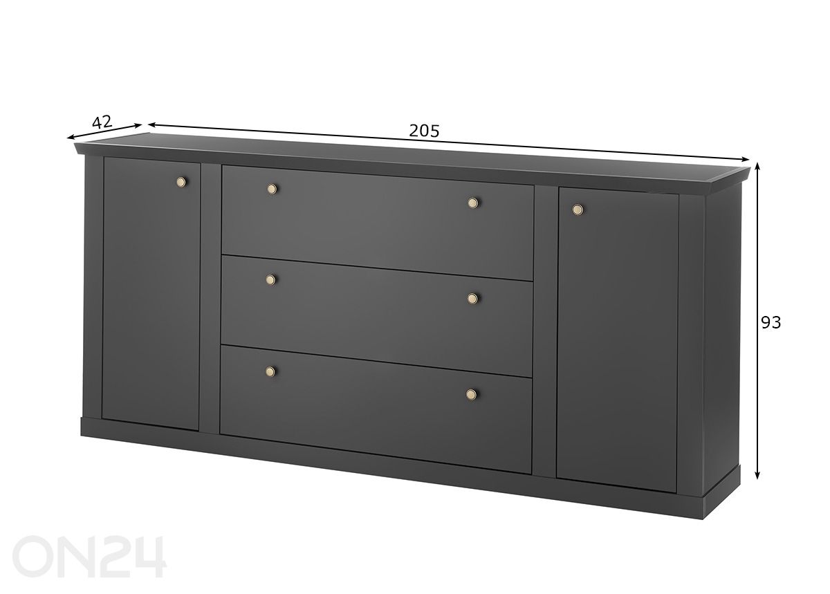 Lipasto Lincoln 205 cm kuvasuurennos mitat