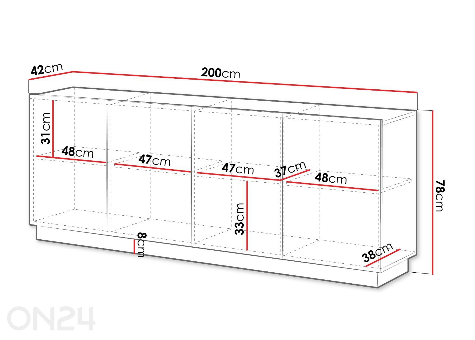 Lipasto Liverti 200 cm kuvasuurennos mitat