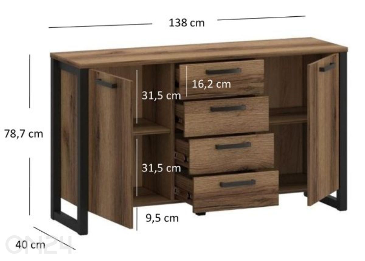 Lipasto Mares 138 cm kuvasuurennos mitat