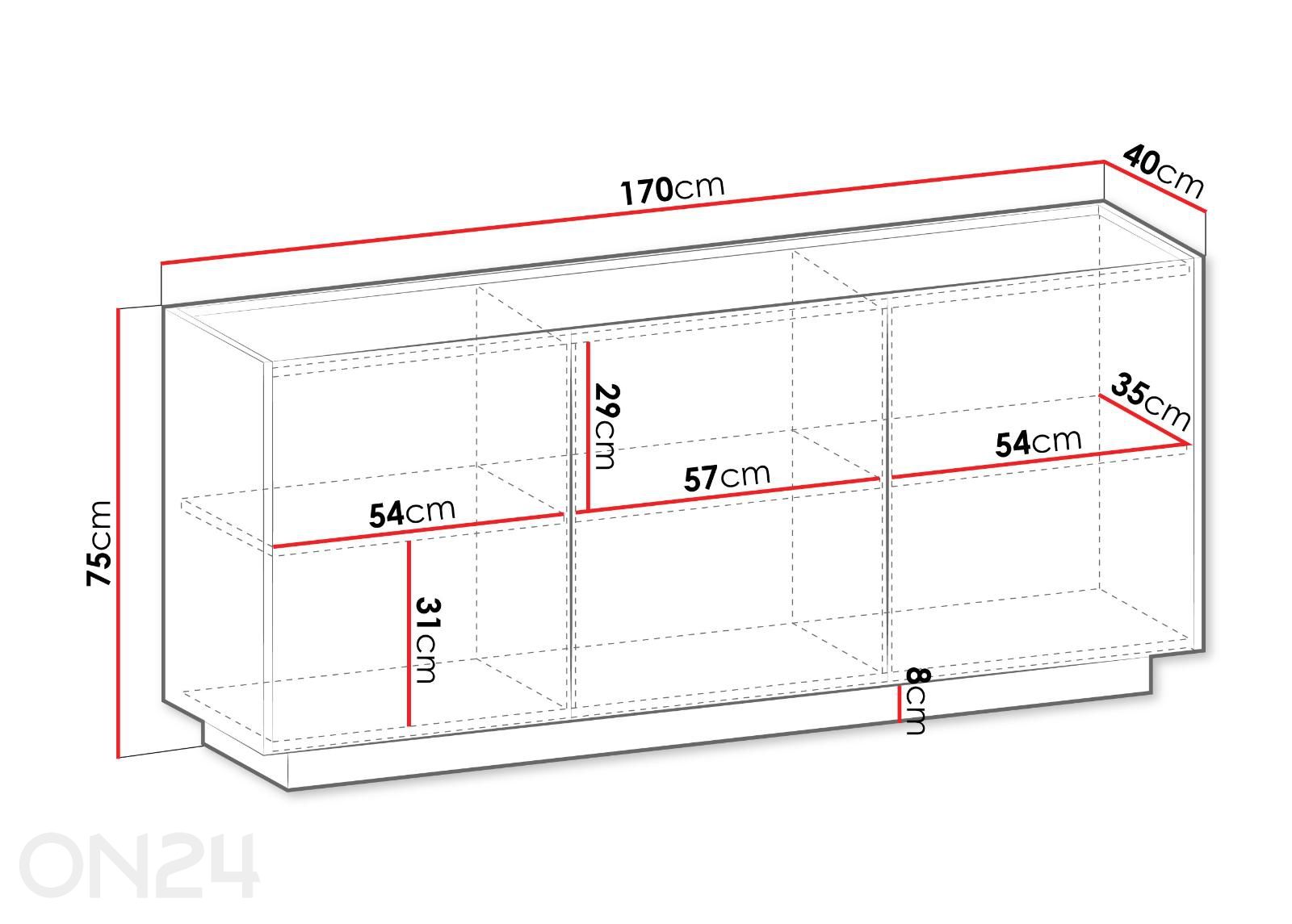 Lipasto Mirtu 170 cm kuvasuurennos mitat