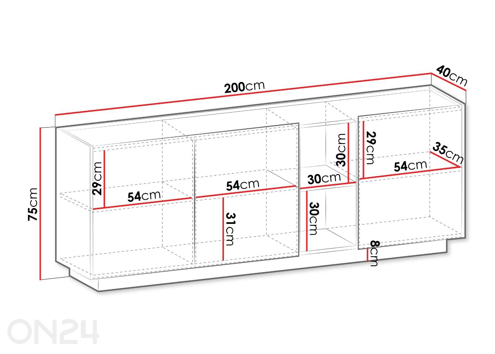 Lipasto Mirtu 200 cm kuvasuurennos mitat
