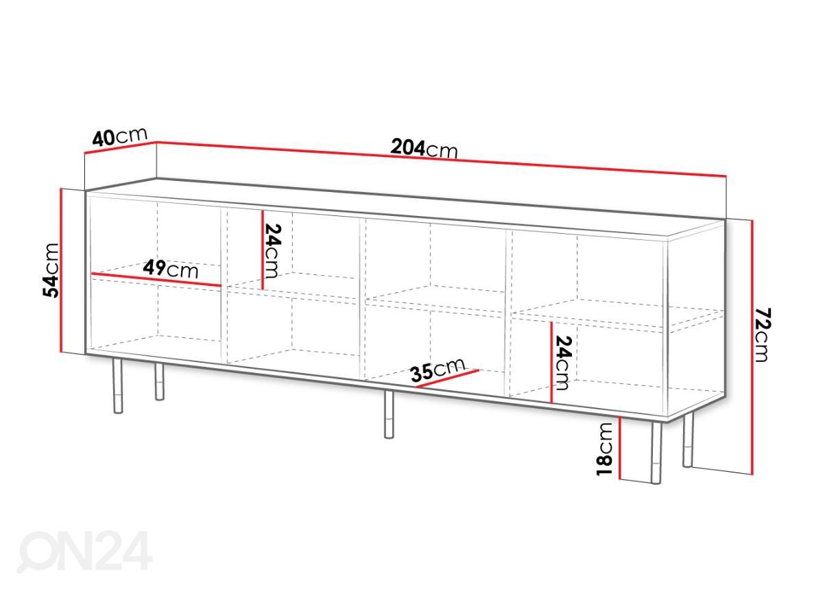 Lipasto Moidela 204 cm kuvasuurennos mitat