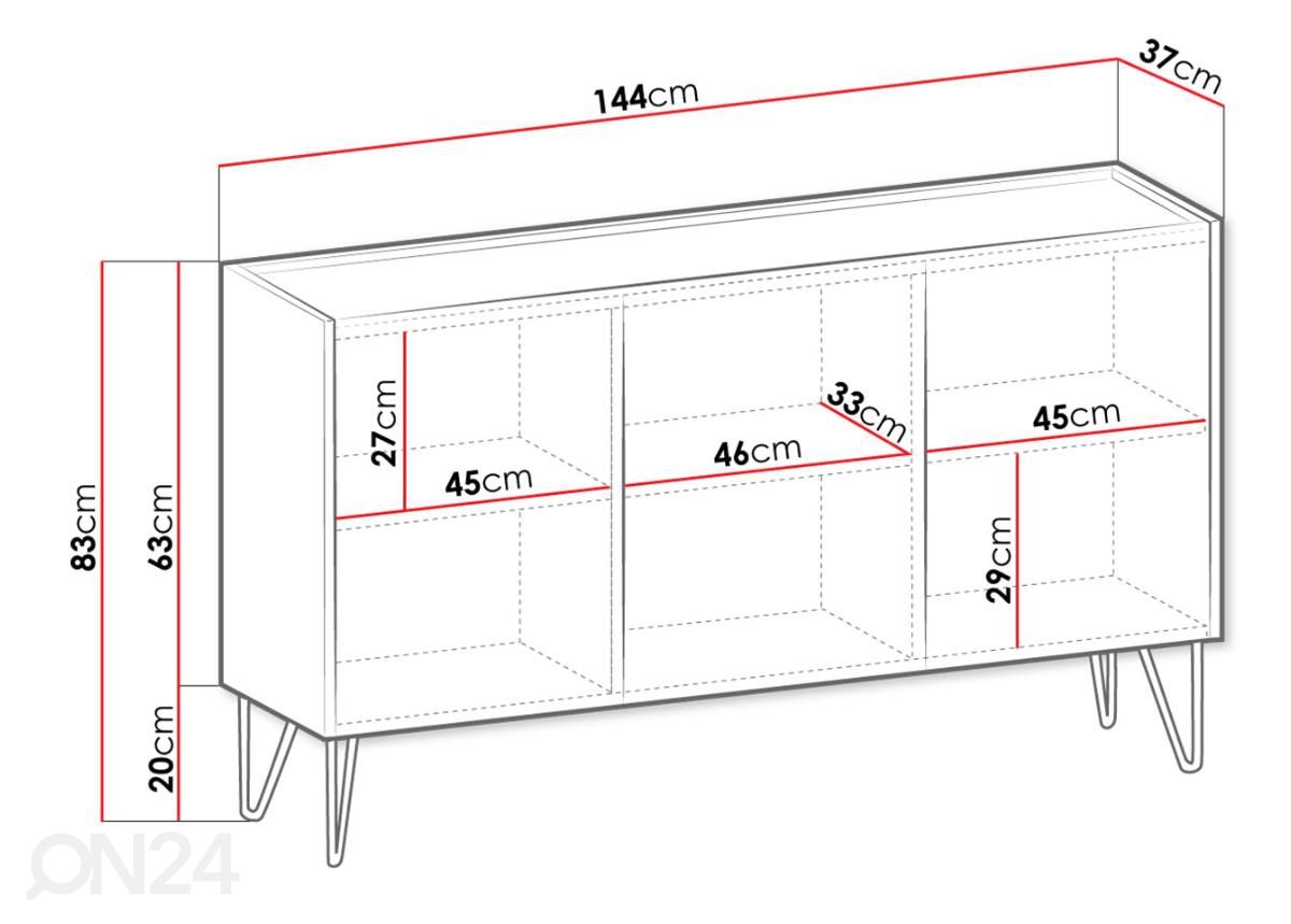 Lipasto Narine 144 cm kuvasuurennos mitat