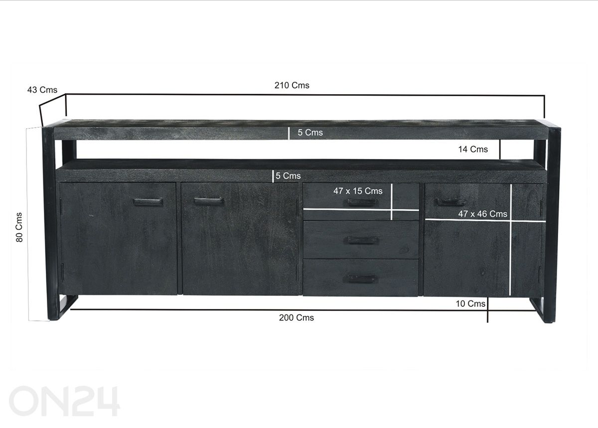 Lipasto Norris 210 cm kuvasuurennos mitat