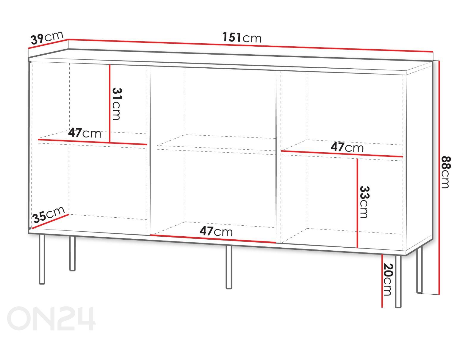 Lipasto Notte 151 cm kuvasuurennos mitat