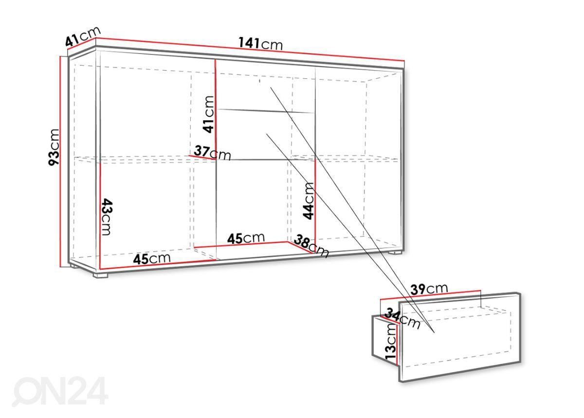 Lipasto Roya 141 cm kuvasuurennos mitat