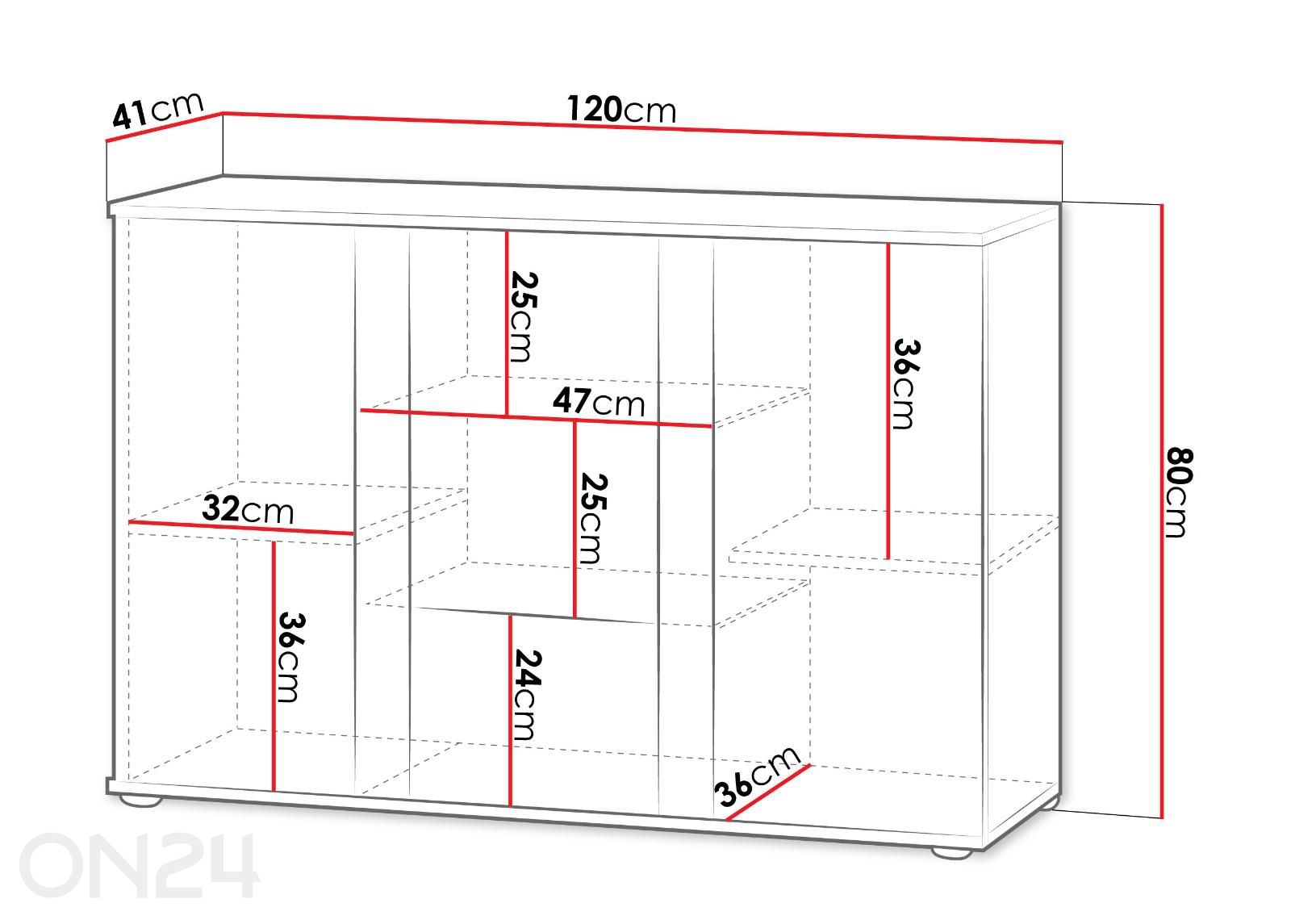 Lipasto Soho 120cm + LED kuvasuurennos mitat