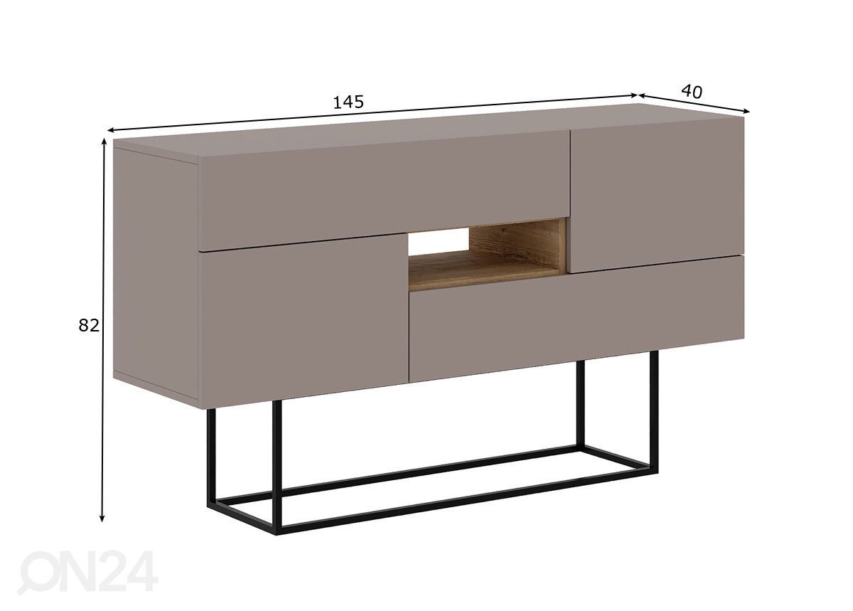Lipasto Titan Mocca 2P 145 cm kuvasuurennos mitat