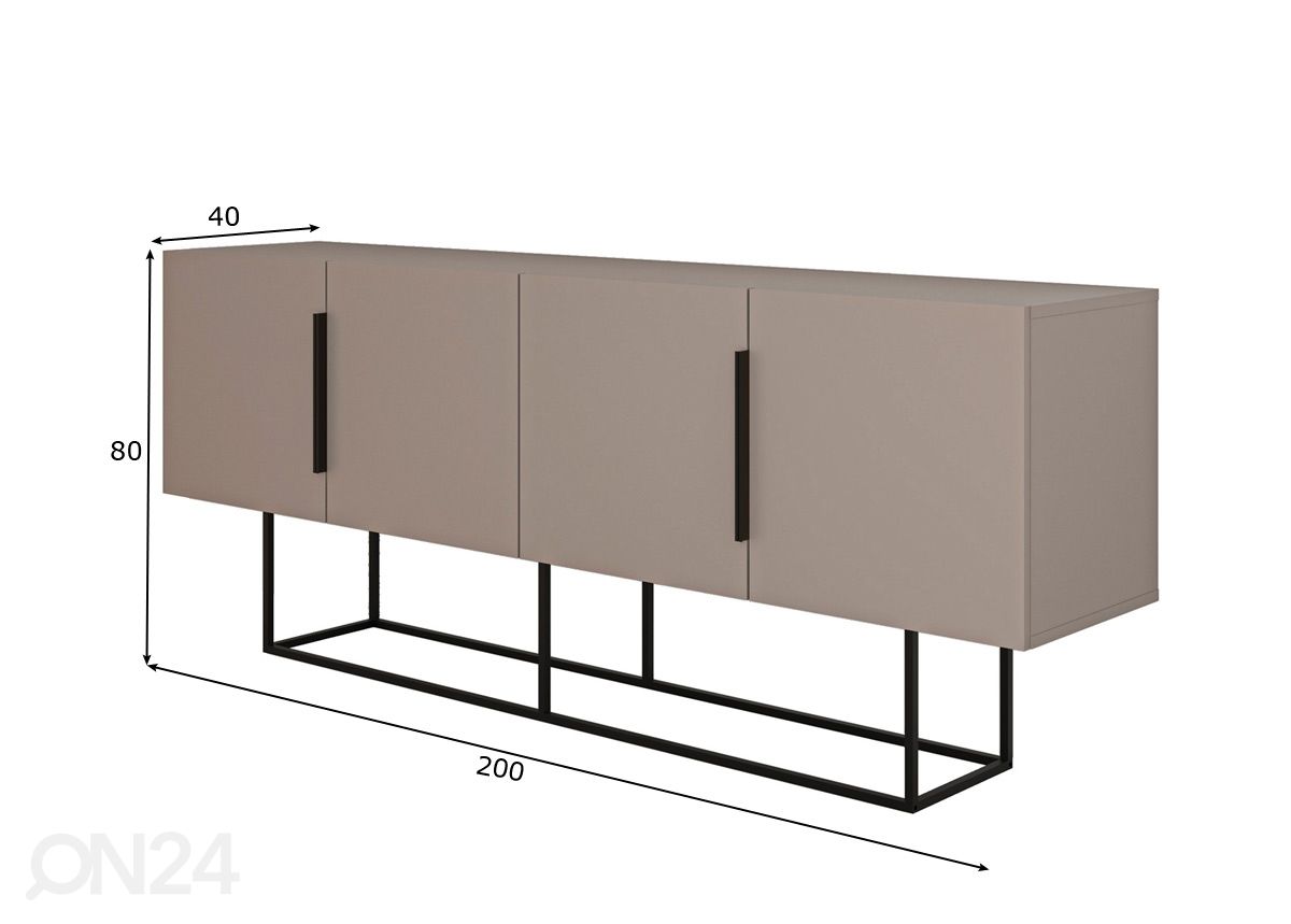 Lipasto Titan Mocca 4P 200 cm kuvasuurennos mitat
