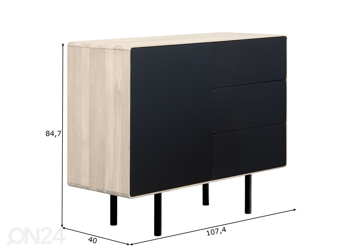 Lipasto Tokyo 107 cm, valkoinen öljy kuvasuurennos mitat