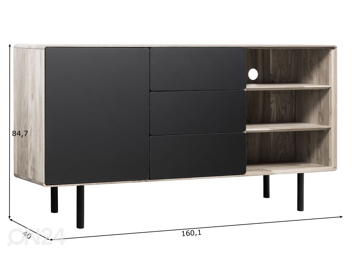 Lipasto Tokyo 160 cm, valkoinen öljy kuvasuurennos mitat