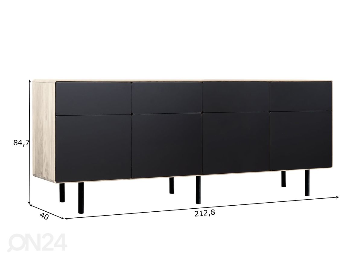 Lipasto Tokyo 213 cm, valkoinen öljy kuvasuurennos mitat