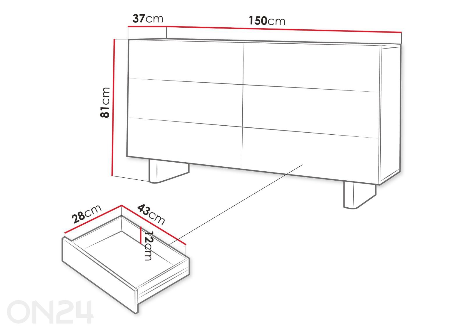 Lipasto Toyo 150 cm kuvasuurennos mitat
