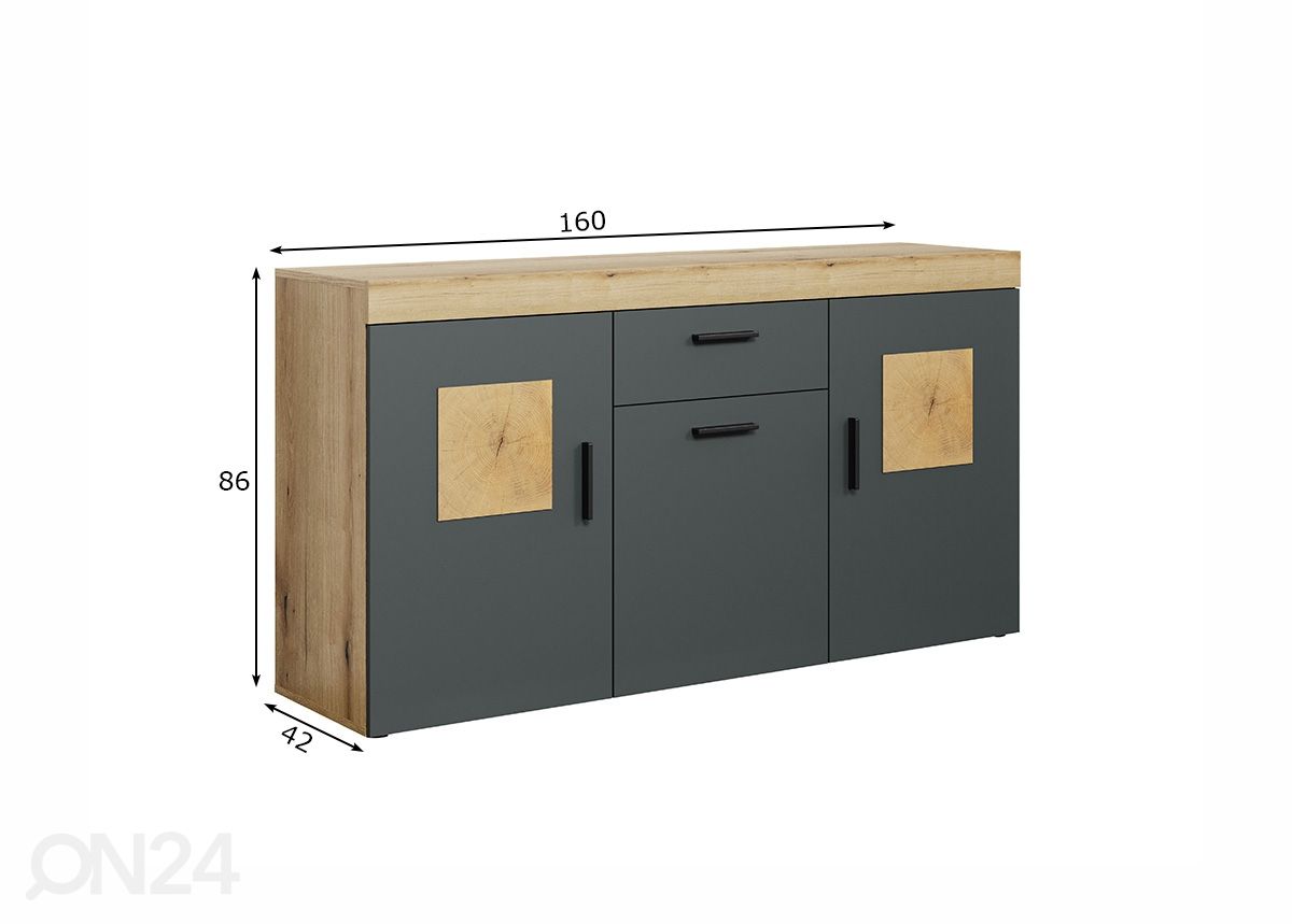 Lipasto Tyler 160 cm kuvasuurennos mitat