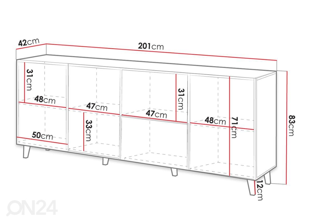 Lipasto Vamos Grey 201 cm kuvasuurennos mitat