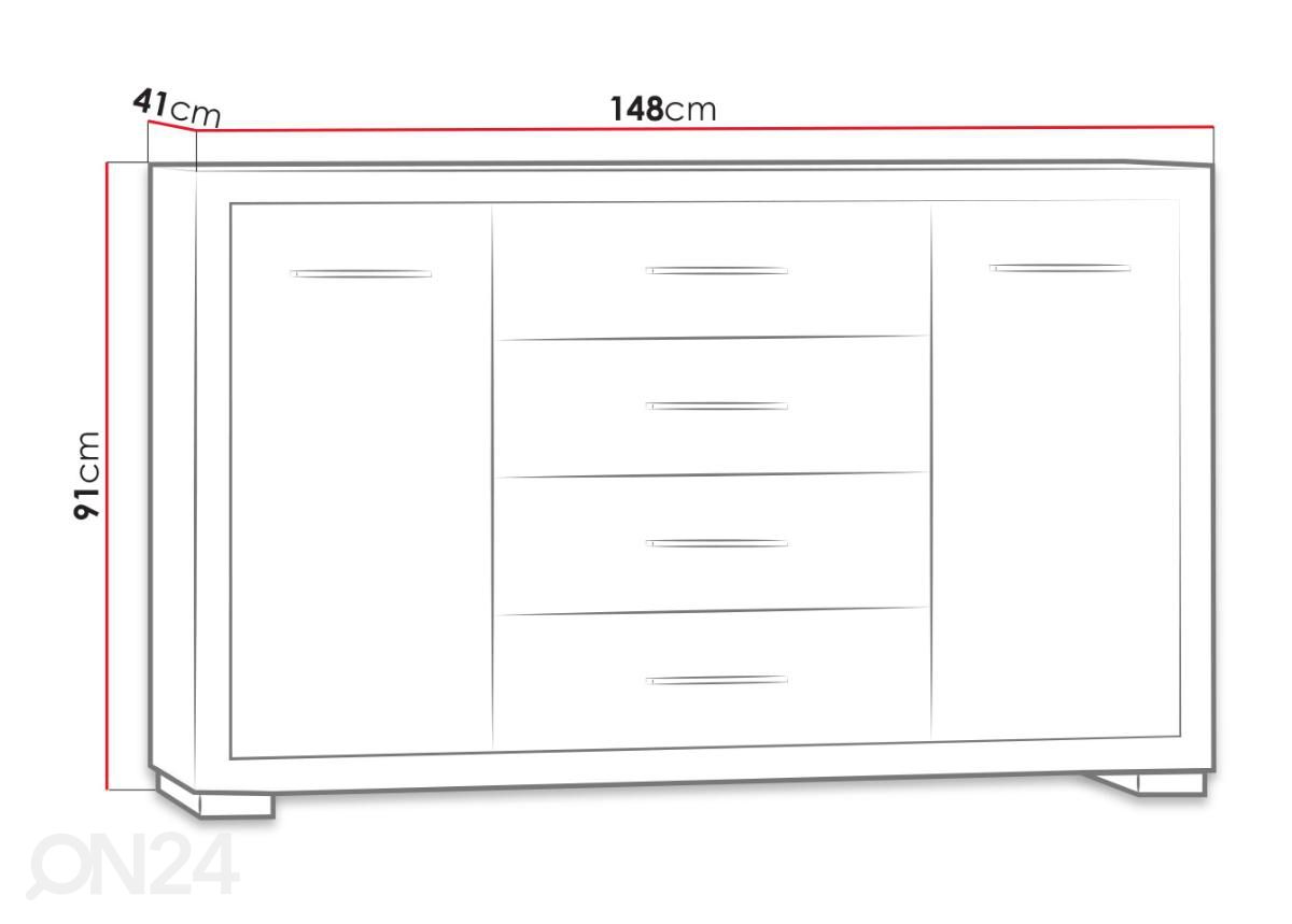 Lipasto Vegas 148 cm kuvasuurennos mitat