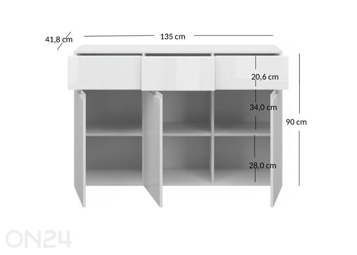 Lipasto Yolk 135 cm kuvasuurennos mitat
