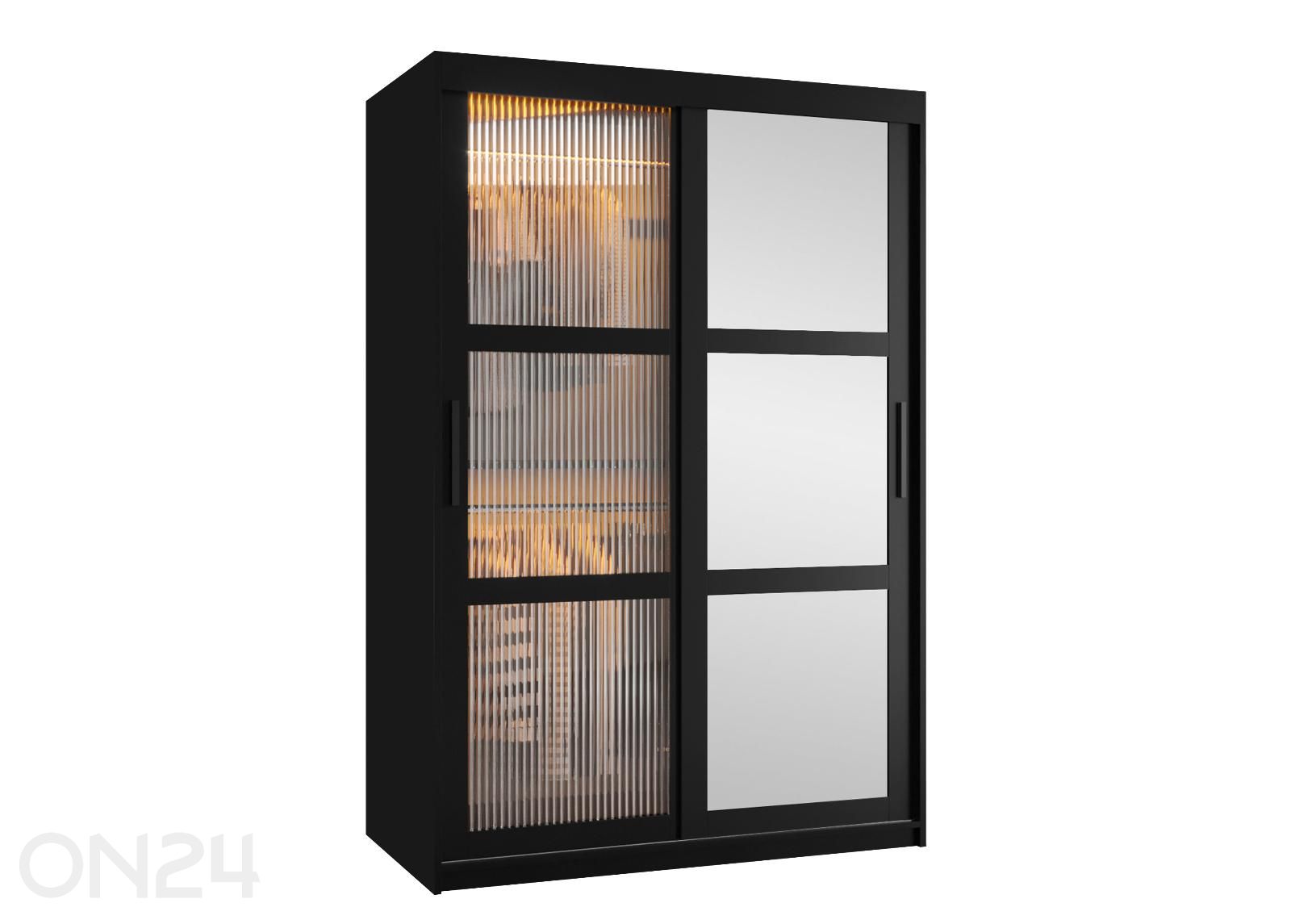 Liukuovellinen vaatekaappi Flutes 120 cm +LED kuvasuurennos