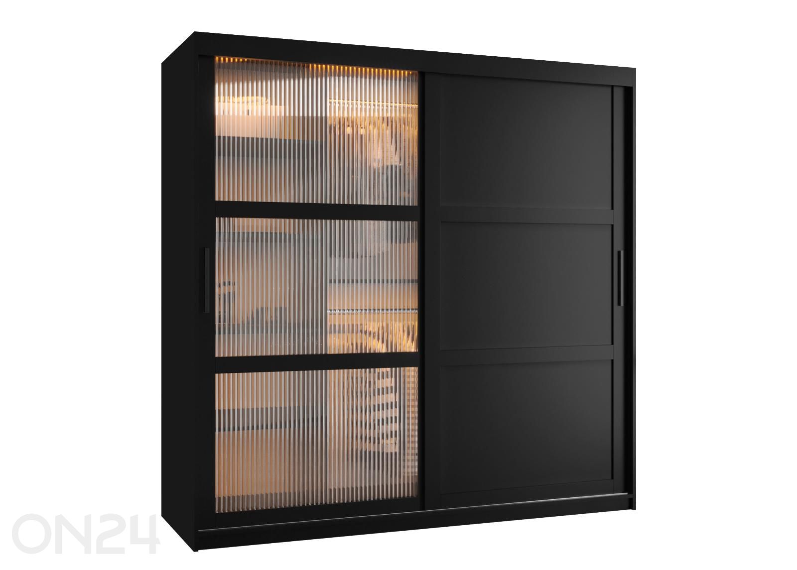 Liukuovellinen vaatekaappi Flutes 180 cm + LED kuvasuurennos