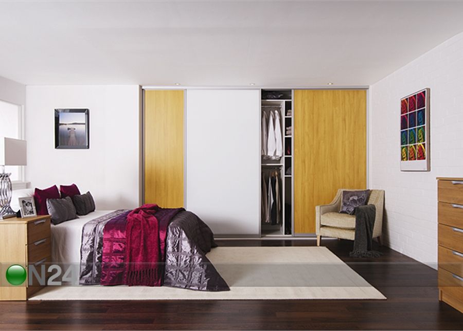 Liukuovet PRESTIGE, 3 melamiiniovea 280x250 cm kuvasuurennos